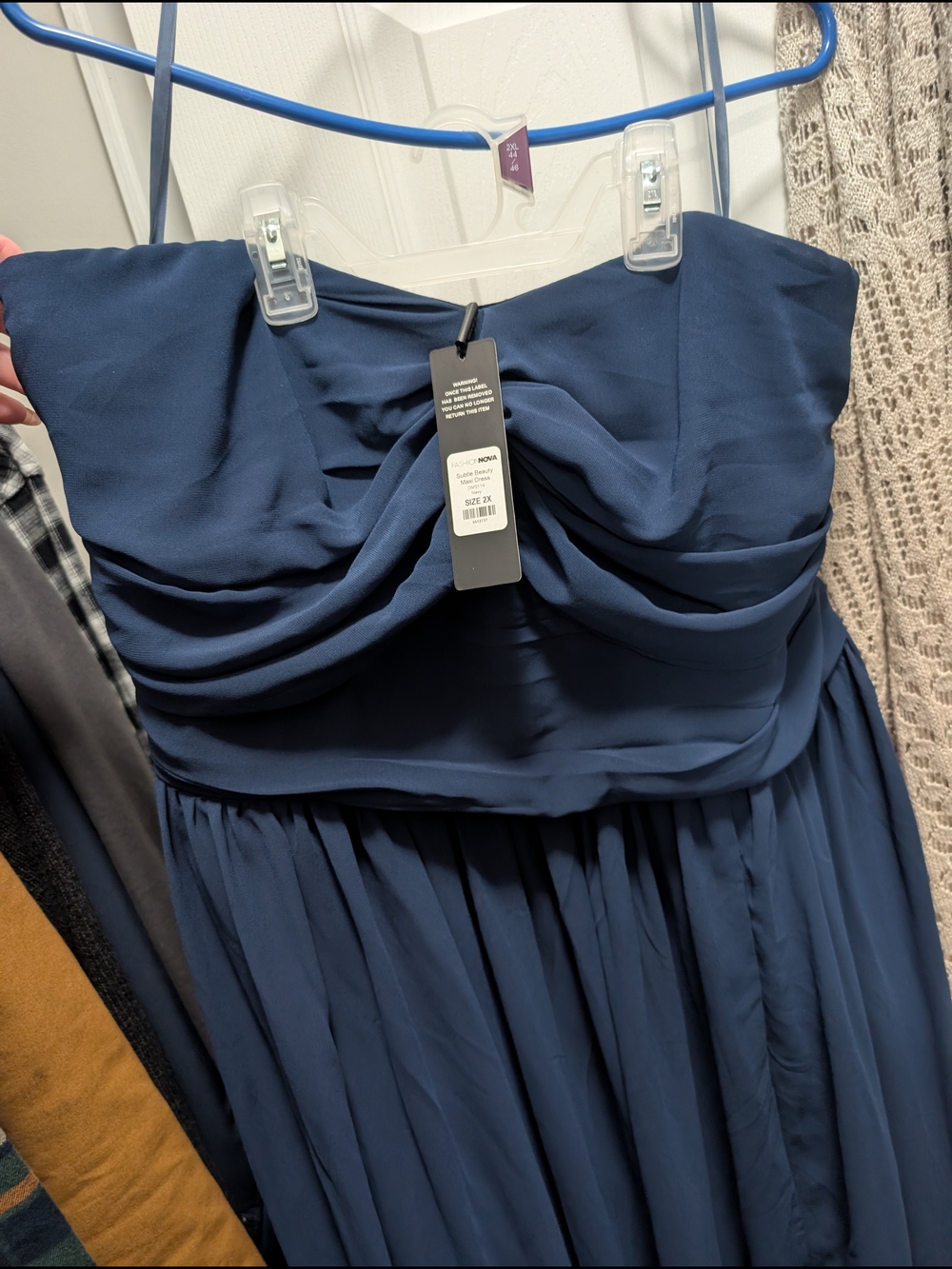 Fashion Nova Strapless Navy Dress